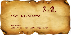 Kéri Nikoletta névjegykártya